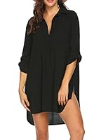 UNibelle Damen Strandkleid Leicht Luftig Bikini Cover Up Strandponcho Sommer Bademode Strand Vertuschen Shirt Kurz Strandhemd, 1a-schwarz, XXL