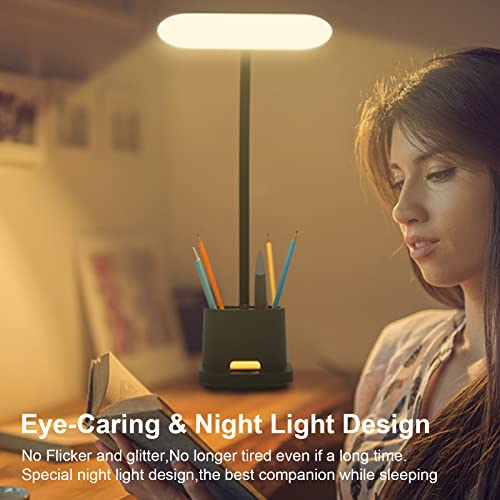 Deeplite Rechargeable Desk Lamps,Battery Operated Desk Light For Home Office,800 Lumens 3 Lighting Modes Dimmable Table Lamp With Pen Holder/Adapter, Eye-Caring Crodless Study Reading Lamp For Dorm. #TOP3