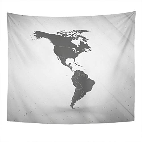 Uoopati Tapeçaria para pendurar na parede, mapa da América do Sul em cinza tapeçaria de arte de pare