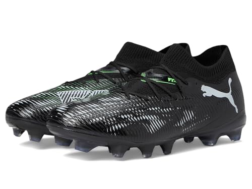 PUMA Men's Future 8 Match Firm, Artificial Ground Soccer Cleats Sneaker, Black-Cool Light Gray-Fluo Green, 10
