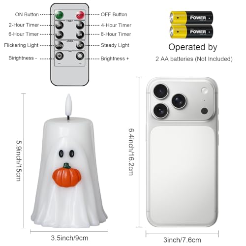 Image of GenSwin Halloween Ghost Flameless Candle Remote Battery Operated Candle