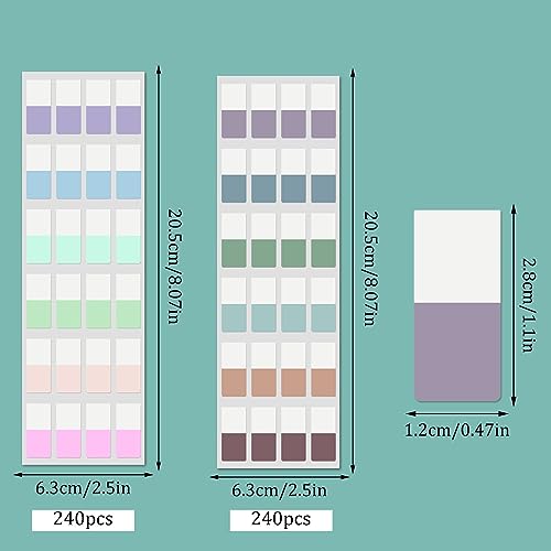 Image of 480 Pcs Sticky Index Tabs, Colored Book Sticky Tabs for Notebooks, Repositionable Page Tabs for Notebooks File Classification,12 Colors (0.5x1inch)