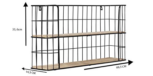 LIFA LIVING Industrieel Wandrek, Zwarte Wandplank, Metaal en Houten Kruidenrek, Bakkersrek, Rechthoekig Muurrek voor… - Image 6