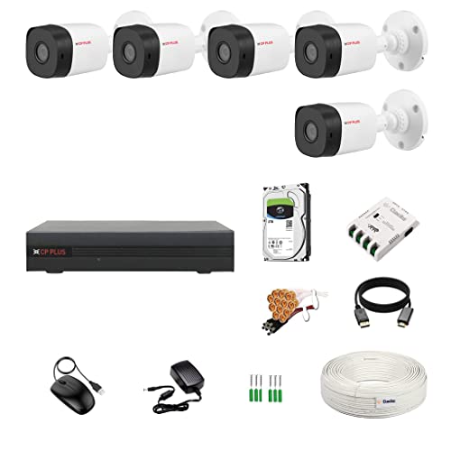 Image of CP Plus 8 Channel DVR + 2.4MP 5 Bullet Cameras with Audio Recording (Day /Night Vision) + 2TB HDD + Copper Cable Roll (1+3) + 8 CH Power Supply + BNC & DC Full Combo Kit