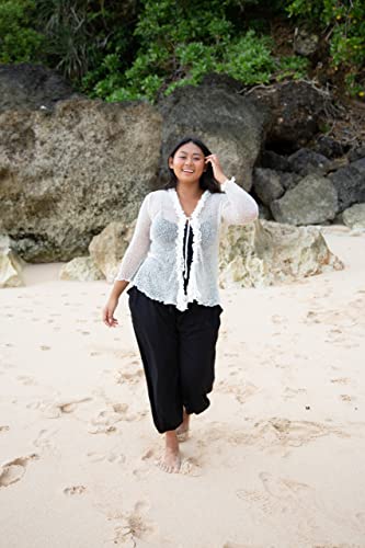 SHU-SHI Womens Plus Size Ruffle Shrug Tie Top Open Front Cardigan Lightweight Knit XL 2X 3X 4X Bolero Sweater2