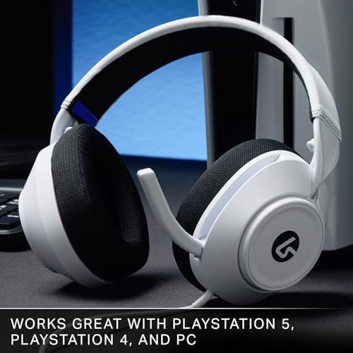Image of PowerA LucidSound LS10P Gen 2 Wired Gaming Headset with 50mm Drivers, Flip-to-Mute Mic, Tempest 3D Audio, Swivel cups, Lightweight & Glasses-Friendly for PS5, PS4 & PC, White