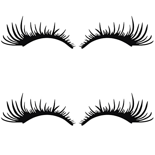 Garneck Phare de Voiture Cils Autocollants Mode Faux Cils Autocollants pour Voiture Corps Rétroviseur (Noir 2 Paires)