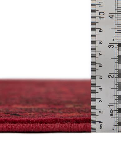 Tapete redondo rojo de 5 pies de Rugs.com miniatura 2