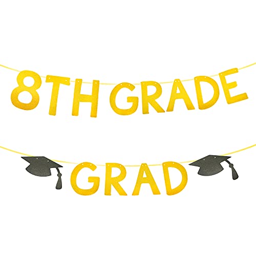 Bannière 8e classe à paillettes dorées pour fête de fin d'année scolaire et diplôme
