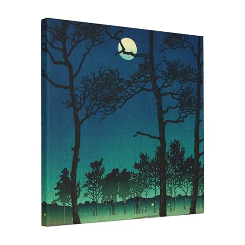 絵画 フレーム装飾画 川瀬巴水 東京十二題 冬の月戸山の原 キャンバスアート アートパネル 壁画 壁掛け 絵 モダンアート 版画 壁飾り 世界の名画 ポスター 40x40cm