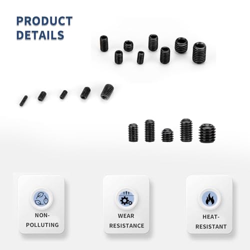 QOOSIKICC 580pcs Set Screws, M3 M4 M5 M6 M8 Set Screw Assortment Kit Internal Hex Drive Screws - Image 4