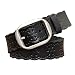 TUNGHO Vintage Women’s Hollow Flower Genuine Leather Belt With Needle Buckle (XL, Black)