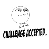 Meme Face Challenge Accepted Funny 6' Vinyl Sticker Car Decal (6' Black)