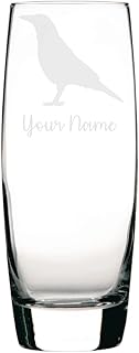 Personalised Crow Engraved Hi-Ball Glass, Crow Gift, Crow Glass, Gift for Women, Gift for Men