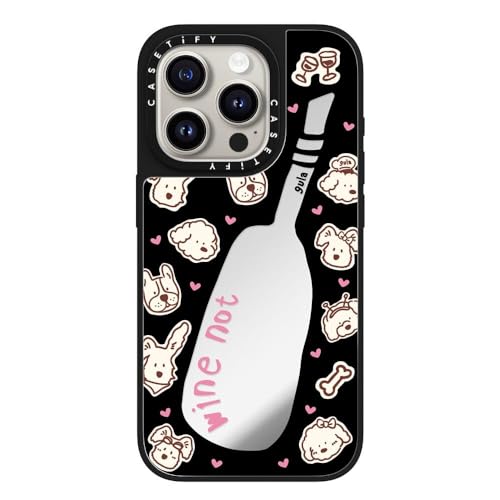 Coque miroir iPhone 15 Pro CASETiFY Wine Not MagSafe argent noir protection anti-chute