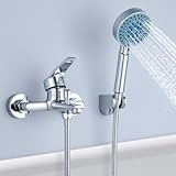 Auralum Robinet Baignoire avec Douchette 5 Jets, Mitigeur Douche Mural avec 1,5m Flexible ...
