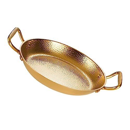 Ciieeo Household Paella Pan with Double Handles Stainless Steel Cooking Pan for Home Kitchen Seafood Hot Pot Heat Resistant Design for Easy Carrying