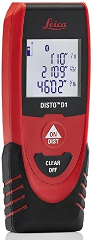 Leica Geosystems DISTO D1 120ft Laser Distance Measure with Bluetooth 4.0, Black/Red