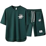 SIDHU Ensemble T Shirt À Manches Courtes Et Short Ample Imprimé MV Agusta pour Hommes Ensemble De Jogging Short De Course Ensemble Streetwear Vêtements De Sport Respirants,Green XXL