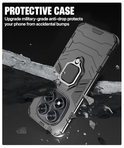 Image of WOW IMAGINE Shock Proof Back Case Mobile Cover for Redmi Note 14 Pro 5G | Poco X7 5G | Back Cover Case (Tough Armor | Hybrid PC + TPU | Ring Holder & in-Built Kickstand | Black)
