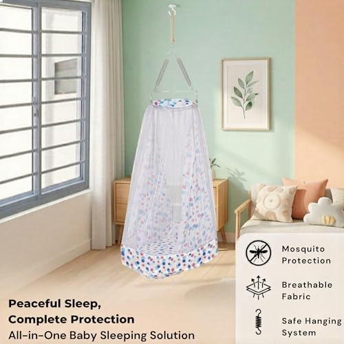 Image of Vparents Sleeping Essentials with Mosquito Net & Spring, Preemie (Blue)