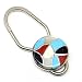 Zuni Silver Multi Stone Inlay Key Ring Handcrafted by Zuni Artist Leekya, Multi Color