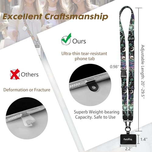 Image of Icycay Phone Lanyard Crossbody Strap Neck Adjustable Teacher Women Skull | for Cell Phone Case Keys ID Badges, Anti Theft, Multifuctional, Goth Phone Holder, Travel Hiking Essential Accessories, Gifts