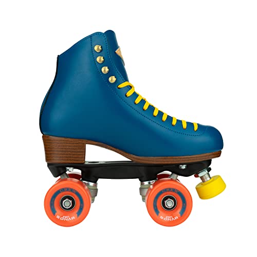 Riedell Crew Roller Skates for Women and Men - Colorful Outdoor Roller Skates with Moisture-Wicking Lining, Padding, and a High-Top Precision Fit - Ocean - 9
