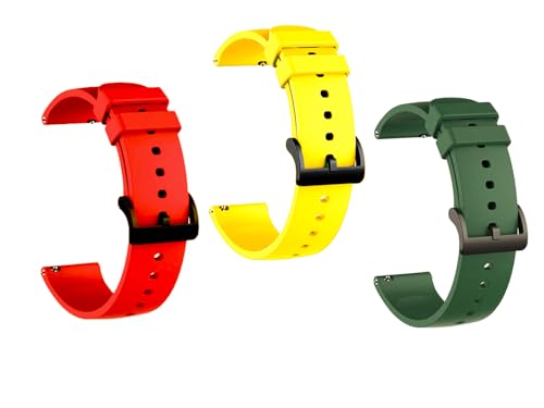 Image of IIK COLLECTION 22mm Silicone Strap for Smart Watches | Combo Pack Compatible With Noise, Fireboltt, Boat Xtend, Pebble, Boat Flash, Noise Color Fit, Ultra Smart Watch & All Watches
