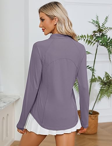 Image of LOMON Women Long Sleeve Shirts Sun Protection 1 /4 Zip Summer Quick Dry Hiking Shirts Quarter Zip Pullover for Women