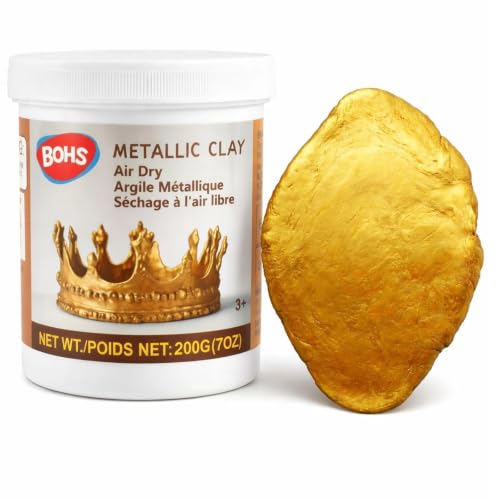 BOHS Golden Metallic Clay - 200g Air Dry Shiny - for Item Decoration Jewelry Pendants Props Sculpting Materials