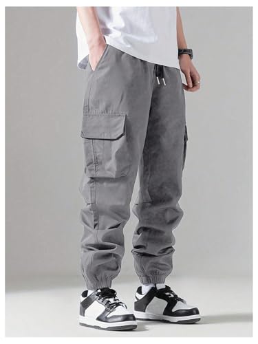 OYOANGLE Men's Plus Size Drawstring Waist Joggers Casual Hiking Baggy Cargo Pants4