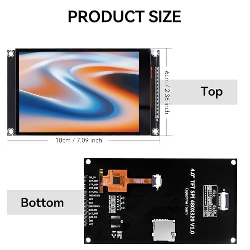 Image of 1PCS LCD Display 4.0 Inch 320x480 TN Capacitive Touch Screen Esp32 Display Module SPI Serial ST7796S Driver for Ar duino R3 /Mega2560 (Black)
