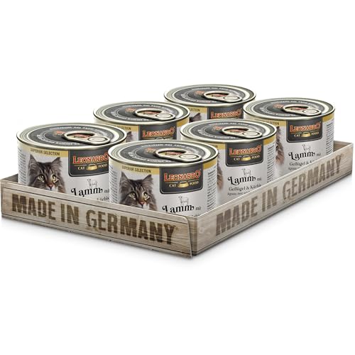 LEONARDO Katzen Nassfutter Superior Selection Lamm mit Geflügel & Kürbis 6x200g Dose für ausgewachsene Katzen getreidefrei ohne Zucker Made in Germany