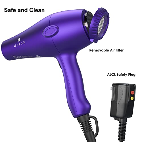 Matte Purple Hair Dryer With Diffuser 1875W Powerful Fast Drying Negetive Ion Blow Dryer Strong Air Flow 2 Speed & 3 Heat Settings Dc Motor Plus Concentrator And Comb #TOP3
