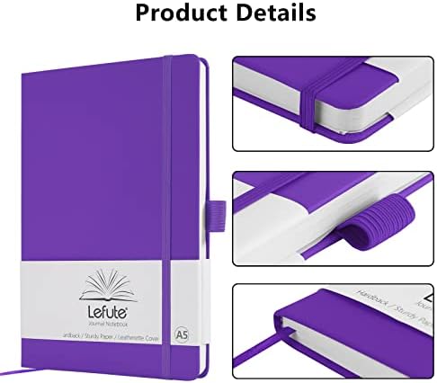 A5 Notebook, Notebook A5 200 Pages 80 GSM Journal Notebook Hardback Notepad with Lined Pages, Pen Loop, and Inner Pocket (Purple)