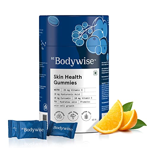 Be Bodywise Collagen Skin Health Gummies | 60 Day Pack | With Hyaluronic Acid, Vitamin C, Vitamin E & Glutathione | Delicious Gummies for Hydrates skin | 60 Gummies
