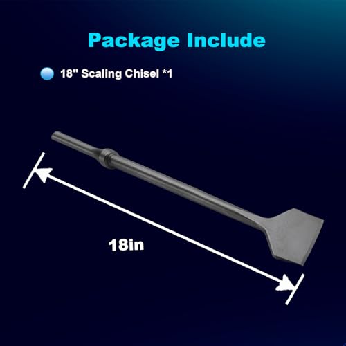 Image of 2 inch Wide 18 inch Long Pneumatic Air Chisel Bit, 0.401 Inch Shank, Tile and Thinset Scaling Chisel, Thinset Scaling Scraper, Wall and Floor Scraper, Tile Remover Work with Air Hammer