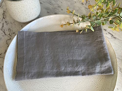 Linen Napkins –100% French Flax – Stonewashed Pure Linen Cloth Napkins - Size 18 Inch X 18 Inch – Set Of 4 (Mid Gray) #TOP5