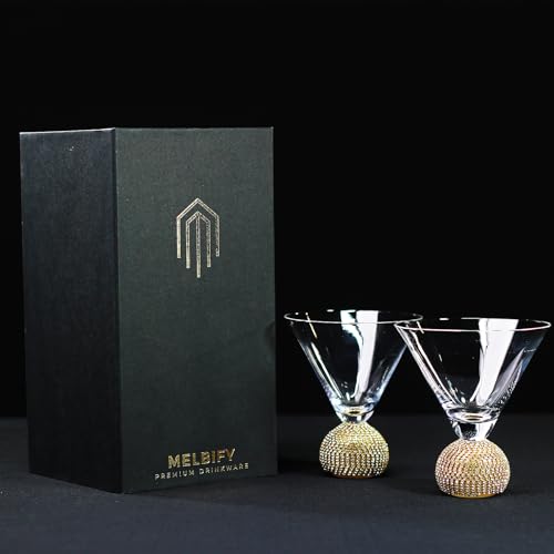 Image of Melbify Jewel Ball Wine Glass Gift Set| Set of 2 Glasses | 220 ML | Ultra-Premium| Diamond-Studded | Limited Edition| Ideal for Wedding Gifts
