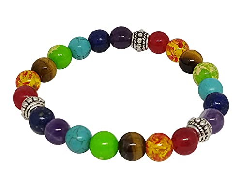 Armband Glücksarmband 7 Chakren 19 cm Edelstein 8mm Chakra Karma Reiki Yoga Energie Power Heilstein Cover