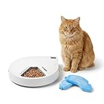 Cat Mate C500 Automatic 5-Bowl Pet Feeder with Digital Timer for Wet and Dry Pet Food, for Cats and Small Dogs, 5 Meals up to 330g Each, with Twin Ice Packs for Food Freshness – White