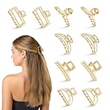 10Pcs Small Gold Hair Clips, Medium Metal Hair Claw Clips for Women Thick Thin Hair, Strong Hold Non-Slip Hair Catch Barrettes Jaw Clamp for Long Hair Metal Hair Accessories