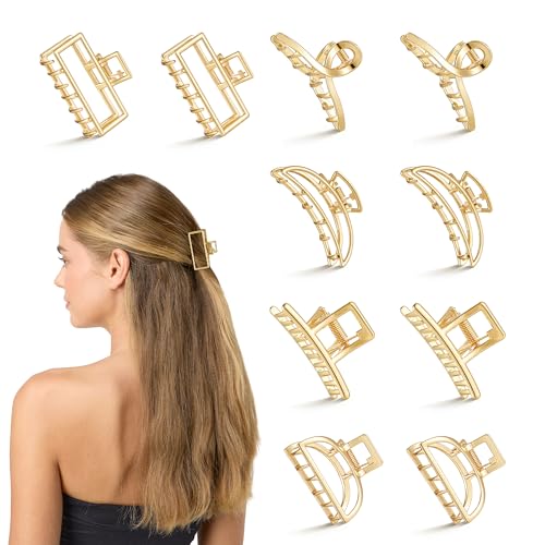 10Pcs Small Gold Hair Clips Medium Metal Hair Claw Clips for Women Thick Thin Hair Strong Hold Non-Slip Hair Catch Barrettes Jaw Clamp for Long Hair Metal Hair Accessories