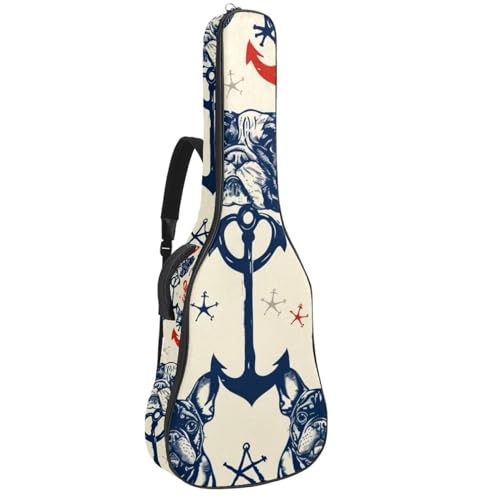 Sac de transport pour guitare acoustique étanche 104 cm à motif bouledogue