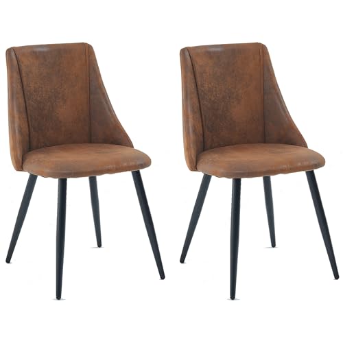 Meuble Cosy Lot de 2 Chaises de Salle à Manger Rétro Fauteuil Assise rembourrée en suédine Pieds en métal pour Cuisine Salon Chambre Bureau, Style...