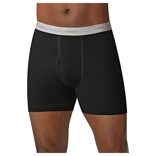 Hanes Cueca boxer masculina, sem etiqueta, com cós ComfortFlex, Preto/Cinza - 5, L