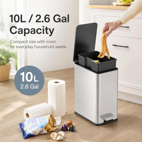 Caneca de basura rectangular de acero inoxidable 10L miniatura 4