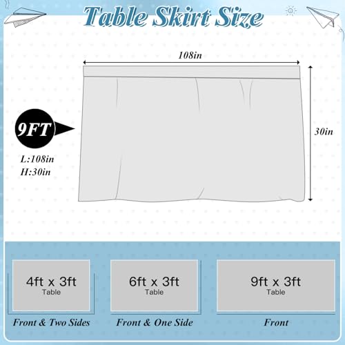 Image of 9FT Black Base White Polka Dots Table Skirt Teacher Desk Skirt for Black and White Classroom Decor Rectangle Table Cover for Back to School Party Supplies Kindergarten Office Dorm Bookcase Cabinet