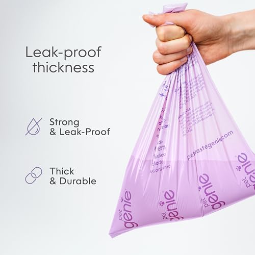 Pet Genie On The Go Dog Poop Bags - Lavender Scented Poo Bags with 65% Recycled Plastic - Durable & Leak-Proof Dog Supplies, 8 Rolls (120 Count) - 2